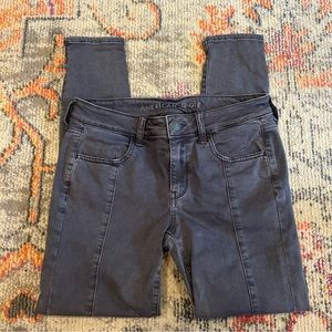 American Eagle jeans, super stretch, size 6 short, dark gray.